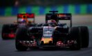 Daniil Kvyat of Russia drives the 3 Scuderia Toro Rosso STR11 Ferrari 060/5 turbo ahead of Max Verstappen Red Bull Racing during qualifying for the Formula One Grand Prix of Hungary 2016.