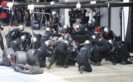 Fernando Alonso makes a pit stop.