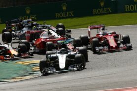 First corner after the start of the 2016 Belgian GP.