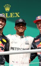 Winners German GP F1/2016 Lewis Hamilton, Daniel Ricciardo and Max Verstappen