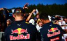 SPA, BELGIUM F1/2016: Daniel Ricciardo of Red Bull Racing and Max Verstappen Red Bull Racing sign autographs for fans during previews.
