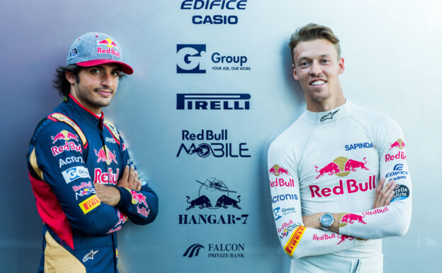Toro Rosso 2016 Malaysian Grand Prix Preview 1 SPA, BELGIUM F1/2016: Carlos Sainz with Daniil Kyvat both of Scuderia Toro Rosso during previews.
