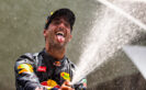 SPA, BELGIUM F1/2016: Daniel Ricciardo of Red Bull Racing celebrates on the podium.