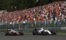 Spa-Francorchamps, Belgium. Valtteri Bottas, Williams, leads Romain Grosjean, Haas VF-16 Ferrari.