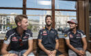 Daniel Ricciardo, Carlos Sainz Jr. and Daniil Kvjat chat on the historical tram of Milano.