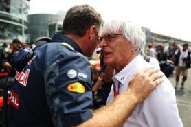 MONZA, ITALY F1/2016: Red Bull Racing Team Principal Christian Horner talks to F1 supremo Bernie Ecclestone.