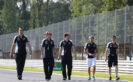 Sergio Perez Sahara Force India F1 walks the circuit with the team. Monza -Italian Grand Prix 2016.