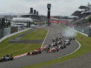 Going into 1st corner af the start of the 2016 Japanese Formula 1 Grand Prix