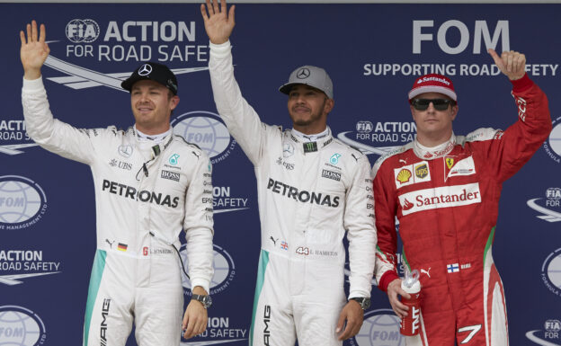 Top 3 qualifiers 2016 Brazilian GP: 1. Hamilton 2. Rosberg 3. Raikkonen