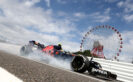 Carlos Sainz locks a wheel as he comes into the pits during practice for the Formula One Grand Prix of Japan 2016