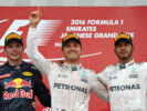 Nico Rosberg, Max Verstappen and Lewis Hamilton on the podium during the Formula One Grand Prix of Japan 2016