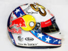 The special edition Evel Knievel inspired helmet that Daniel Ricciardo of Australia and Red Bull Racing will be sporting during practice for the United States Formula One Grand Prix 2016.