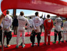 Max Verstappen, Nico Rosberg, Daniel Ricciardo, Kimi Raikkonen, line up on the grid before the United States Formula One Grand Prix 2016.