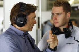 Stoffel Vandoorne talks to McLaren chief executive Jost Capito.