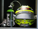 The helmet of Sergio Perez (MEX) Sahara Force India F1 - Hype Energy Drink. United States Grand Prix 2016