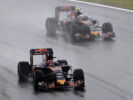 Daniil Kvyat leads Carlos Sainz on track during the Formula One Grand Prix of Brazil at Autodromo Jose Carlos Pace 2016