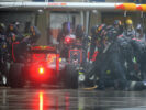 Daniel Ricciardo makes a pit stop for new tyres during the Formula One Grand Prix of Brazil 2016