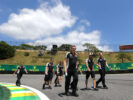 Sergio Perez (MEX) Sahara Force India F1 walks the circuit with the team. Brazilian Grand Prix 2016.