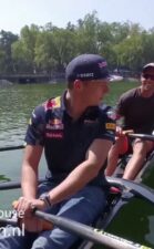 Max Verstappen and Patrick Loliger rowing in Mexico City, 26/10/2016
