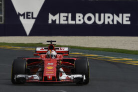 Sebastian Vettel racing the Ferrari SF70H on Albert Park, Melbourne, Australia