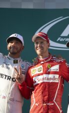 Winners on the podium Australian GP F1/2017 1.Sebastian Vettel 2.Lewis Hamilton, 3.Valtteri Bottas,
