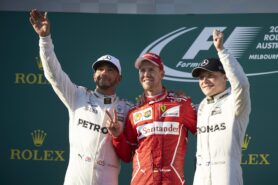 Winners on the podium Australian GP F1/2017 1.Sebastian Vettel 2.Lewis Hamilton, 3.Valtteri Bottas,