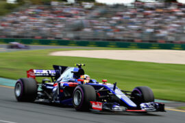 Carlos Sainz of Scuderia Toro Rosso STR12 on track during qualifying for the Australian Formula One Grand Prix at Albert Park on March 25, 2017 in Melbourne.