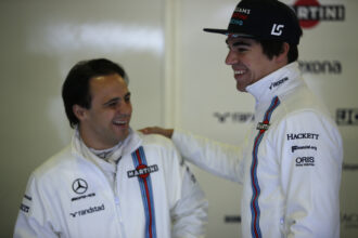 Williams Martini Racing Filming Day Images.
2017 Formula 1 World Championship Preview.
Felipe Massa, Williams Martini Racing, and team-mate Lance Stroll share a joke in the garage.
