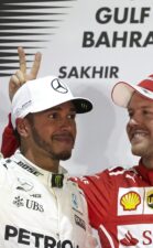 Formula One - Mercedes-AMG Petronas Motorsport, Bahrain GP 2017. Lewis Hamilton; Sebastian Vettel Ferrari