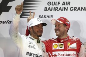 Formula One - Mercedes-AMG Petronas Motorsport, Bahrain GP 2017. Lewis Hamilton; Sebastian Vettel Ferrari