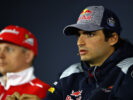 Carlos Sainz and Kimi Raikkonen in the Drivers Press Conference during previews to the F1 GP of China at Shanghai International Circuit on April 6, 2017 in Shanghai, China.