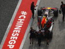 Max Verstappen of Red Bull RB13 is pushed by his mechanics in the Pitlane during qualifying for the Formula One Grand Prix of China at Shanghai International Circuit on April 8, 2017 in Shanghai, China.
