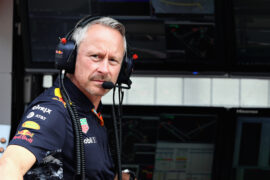 Red Bull Racing Team Manager Jonathan Wheatley sits on the pit wall gantry during qualifying for the Formula One Grand Prix of China at Shanghai International Circuit on April 8, 2017 in Shanghai, China.