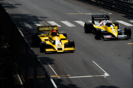 Jean-Pierre Jabouille (FRA) in the Renault RS01 and Alain Prost (FRA) Renault Sport F1 Team Special Advisor in the Renault RE40. Monaco Grand Prix, Friday 26th May 2017. Monte Carlo, Monaco.
