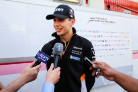 Esteban Ocon (FRA) Sahara Force India F1 Team with the media. Spanish Grand Prix, Thursday 11th May 2017. Barcelona, Spain.