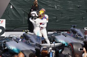 Lewis Hamilton & Valtteri Bottas congratulate each other after their 1-2 finish at the 2017 Canadian GP