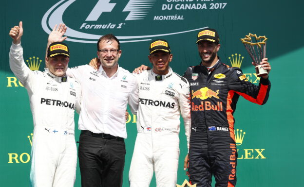 Race Results 2017 Canadian F1 Grand Prix 1 2017 Canadian GP podium: 1. Lewis Hamilton, 2. Valtteri Bottas, 3. Daniel Ricciardo