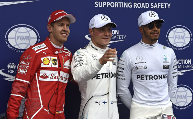 Top 3 qualifiers 2017 Austrian GP: 1. Bottas, 2. Vettel 3. Hamilton