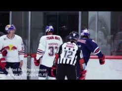 Max Verstappen and Daniel Ricciardo play ice hockey, Red Bull Akademie in Salzburg, 06/07/2017