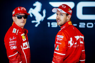Kimi Raikkonen & Sebastian Vettel Ferrari at Monza Italian GP F1/2017