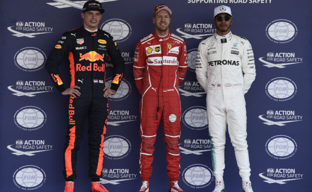 Top 3 qualifiers 2017 Mexican GP: 1. Vettel, 2. Verstappen, 3. Hamilton