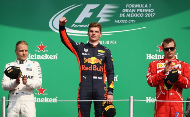 Race Results 2017 Mexico F1 grand prix 1 Max Verstappen, Valtteri Bottas and Kimi Raikkonen on the podium Mexico GP F1/2017
