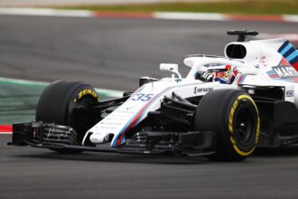 Sergey Sirotkin Williams FW41 testing day 1 Circuit de Catalunya, Barcelona, Spain. Monday 26 February 2018.