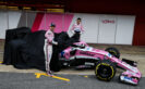 Sergio Perez (MEX) Sahara Force India F1 and Esteban Ocon (FRA) Sahara Force India F1 Team unveil the Sahara Force India F1 VJM11. Formula One Testing, Day 1, Monday 26th February 2018. Barcelona, Spain.