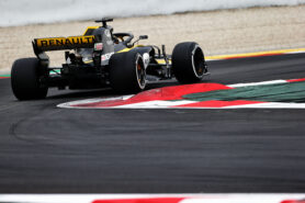 Nico Hulkenberg testing the Renault RS18 with special exhaust in Barcelona, Spain.