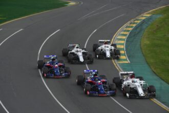 Marcus Ericsson (SWE) Alfa Romeo Sauber C37, Brendon Hartley (NZL) Scuderia Toro Rosso STR13, Pierre Gasly (FRA) Scuderia Toro Rosso STR13, Sergey Sirotkin (RUS) Williams FW41 and Charles Leclerc (MON) Alfa Romeo Sauber C37 at Formula One World Championship, Rd1, Australian Grand Prix, Race, Melbourne, Australia, Sunday 25 March 2018.
