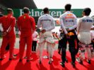 Sebastian Vettel, Kimi Raikkonen, Lewis Hamilton, Daniel Ricciardo & Sergio Perez starting grid Chinese GP F1/2018