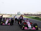 Esteban Ocon (FRA) Sahara Force India F1 VJM11 and Sergio Perez (MEX) Sahara Force India F1 VJM11 on the grid. Chinese Grand Prix, Sunday 15th April 2018.