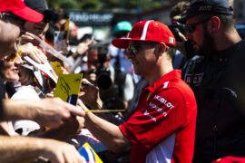 Kimi Raikkonen Ferrari with fans at Monaco GP F1/2018.