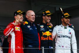 Winners Monaco GP F1/2018 Daniel Ricciardo / Sebastian Vettel & Lewis Hamilton
